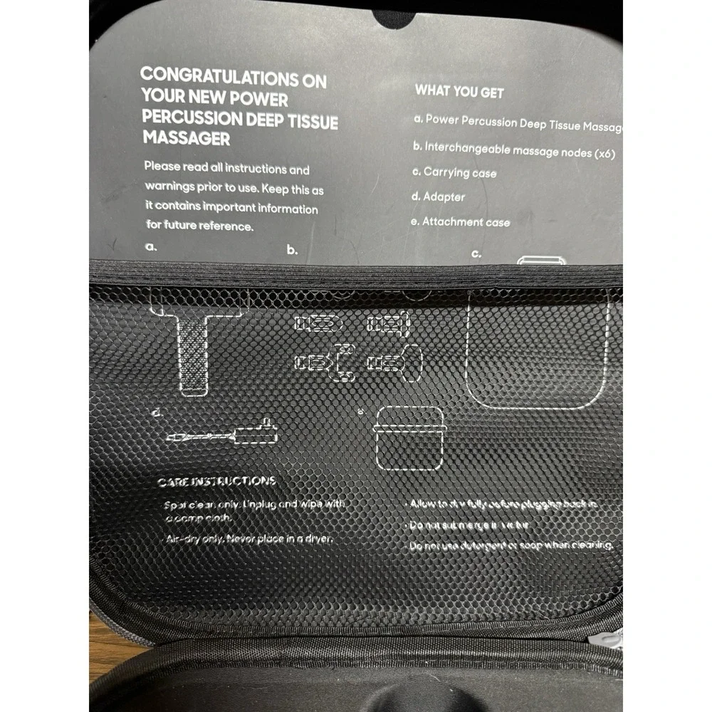 Sharper Image Power Percussion Deep Tissue Massager 2437599 6 Heads Case Tested